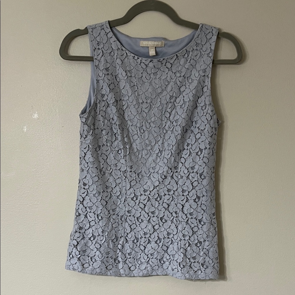 Banana Republic Light Blue Lace Overlay Tank
